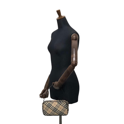 BURBERRY Check Small Handbag Beige Vintage jg72w4