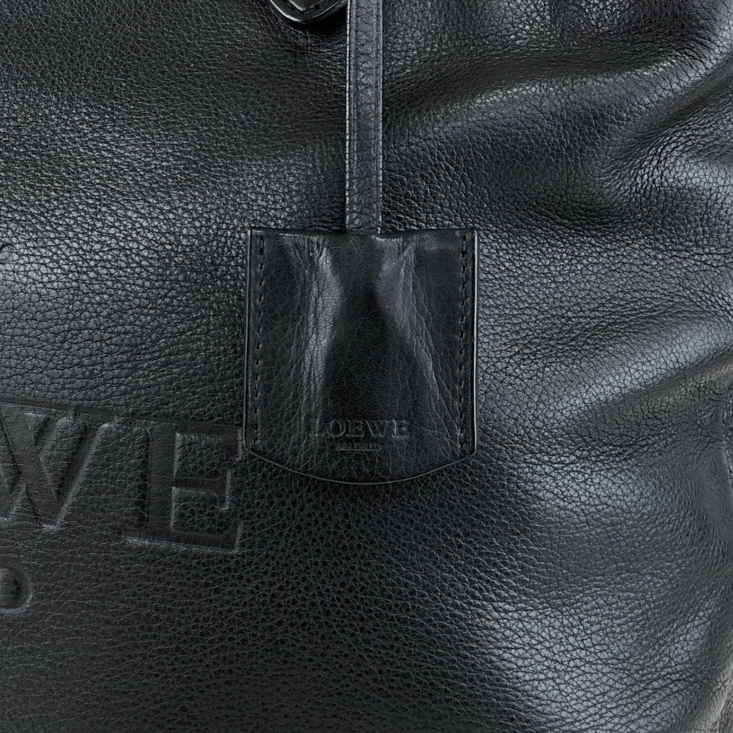 LOEWE Logo Embossed Two-way Handbag Shoulder bag Black Vintage m3sbja