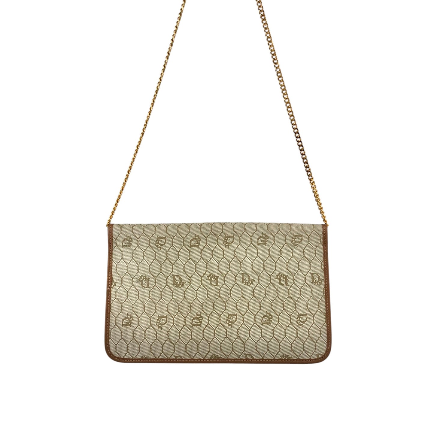 Christian Dior Honeycomb Pattern Chain Shoulder bag Beige Vintage gfhe2x