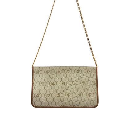 Christian Dior Honeycomb Pattern Chain Shoulder bag Beige Vintage gfhe2x