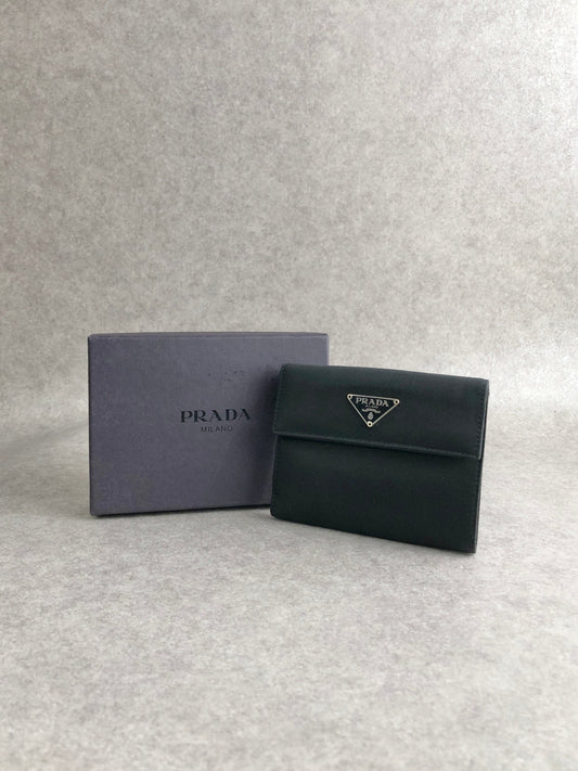 PRADA Tessuto Triangle Logo Folded Wallet Black Vintage 5se6i2