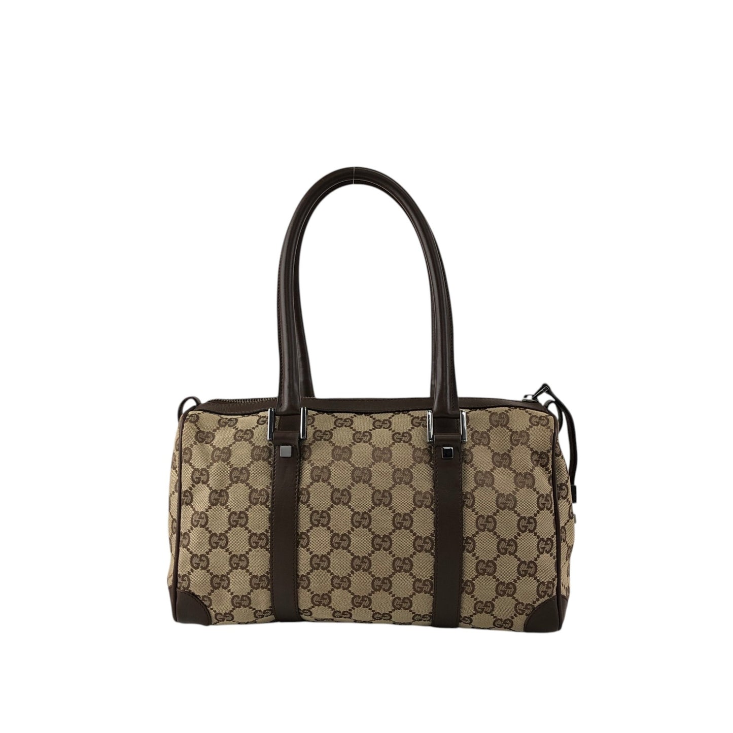 GUCCI GG Canvas Small Boston bag Handbag Brown Vintage ms6dsn