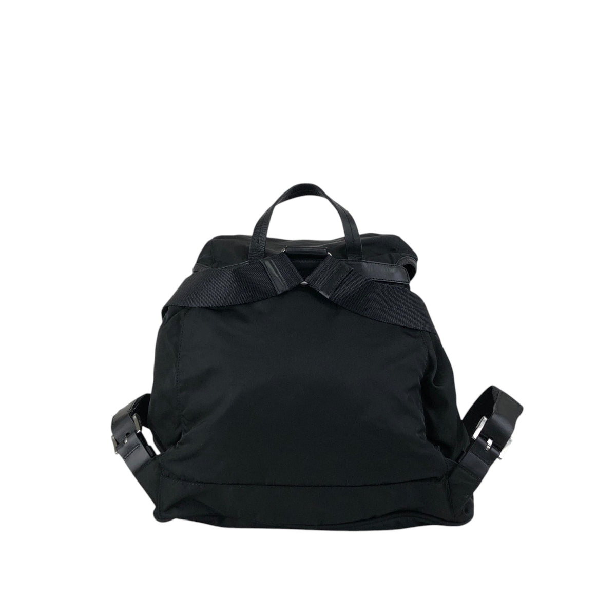 PRADA Tessuto Triangle Logo Double Pocket  Backpack Black Vintage cz4rjs