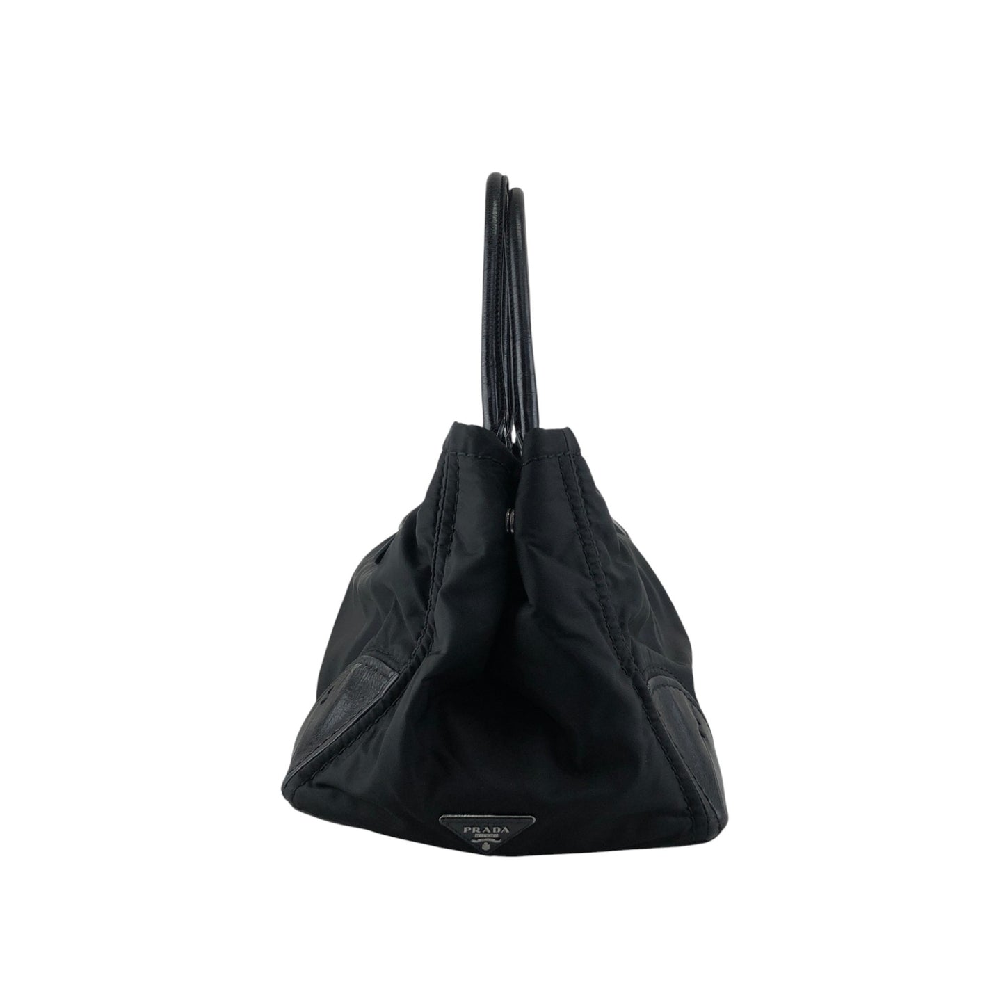 PRADA Triangle Logo Handbag Totebag Black Vintage wd67a4
