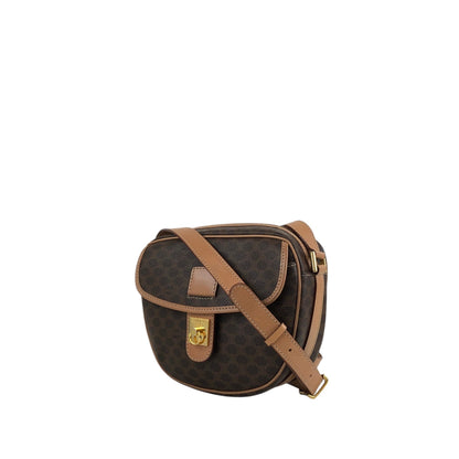 CELINE Macadam Gancini Shoulder bag Brown Vintage ymrfek