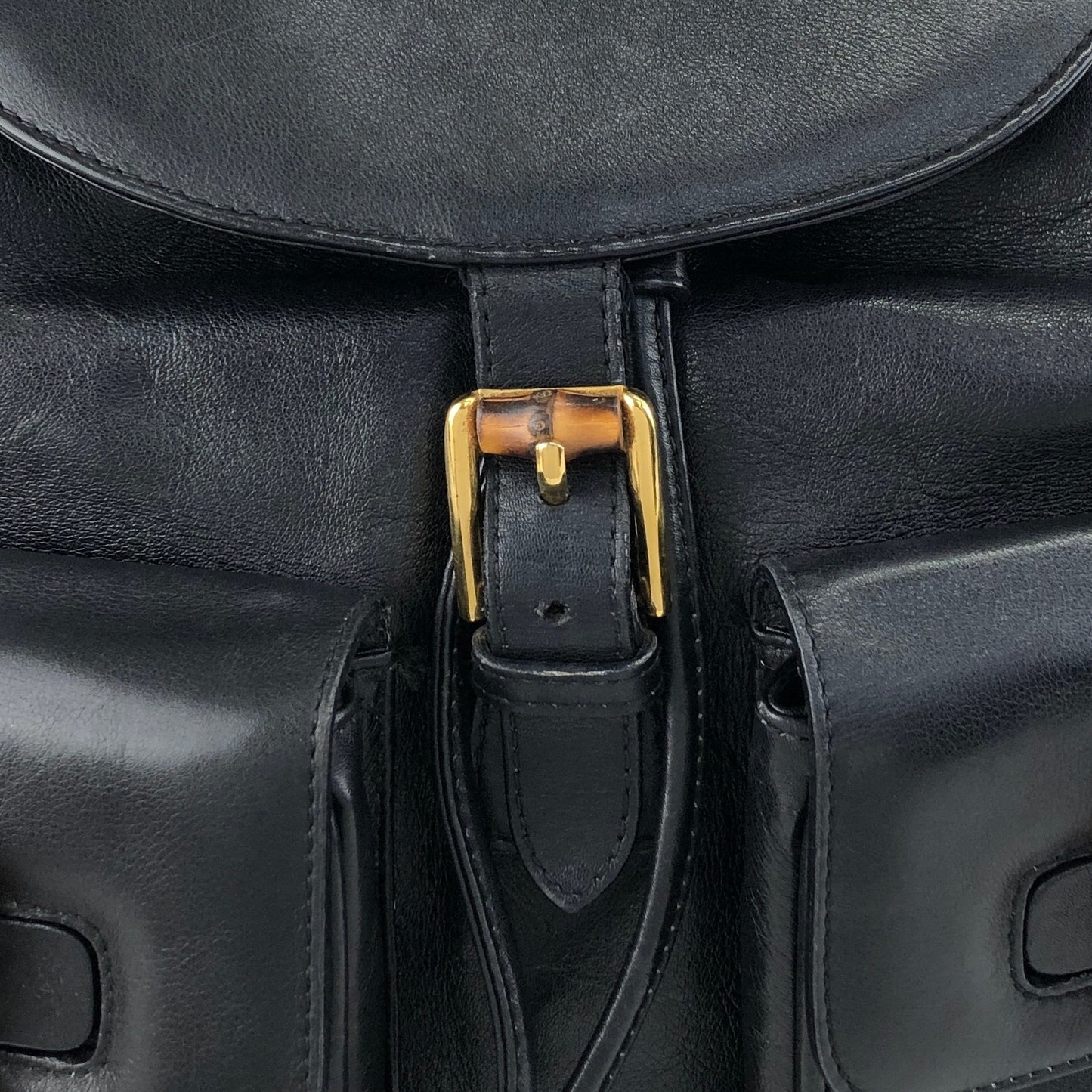 GUCCI Bamboo Double Pocket Backpack Black Vintage 3ug5ej