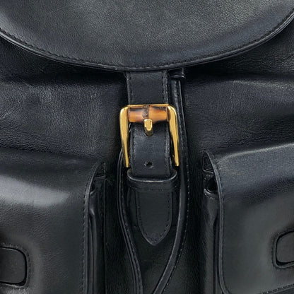 GUCCI Bamboo Double Pocket Backpack Black Vintage 3ug5ej