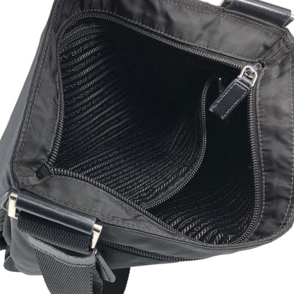 PRADA Tessuto Triangle Logo Shoulder bag Black Vintage jvmtz8