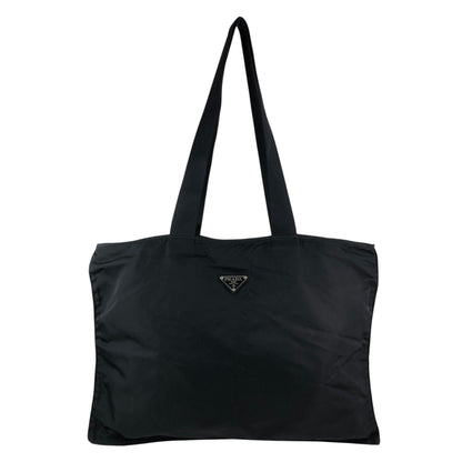 PRADA Tessuto Triangle Logo Handbag Totebag Black Vintage crng7f