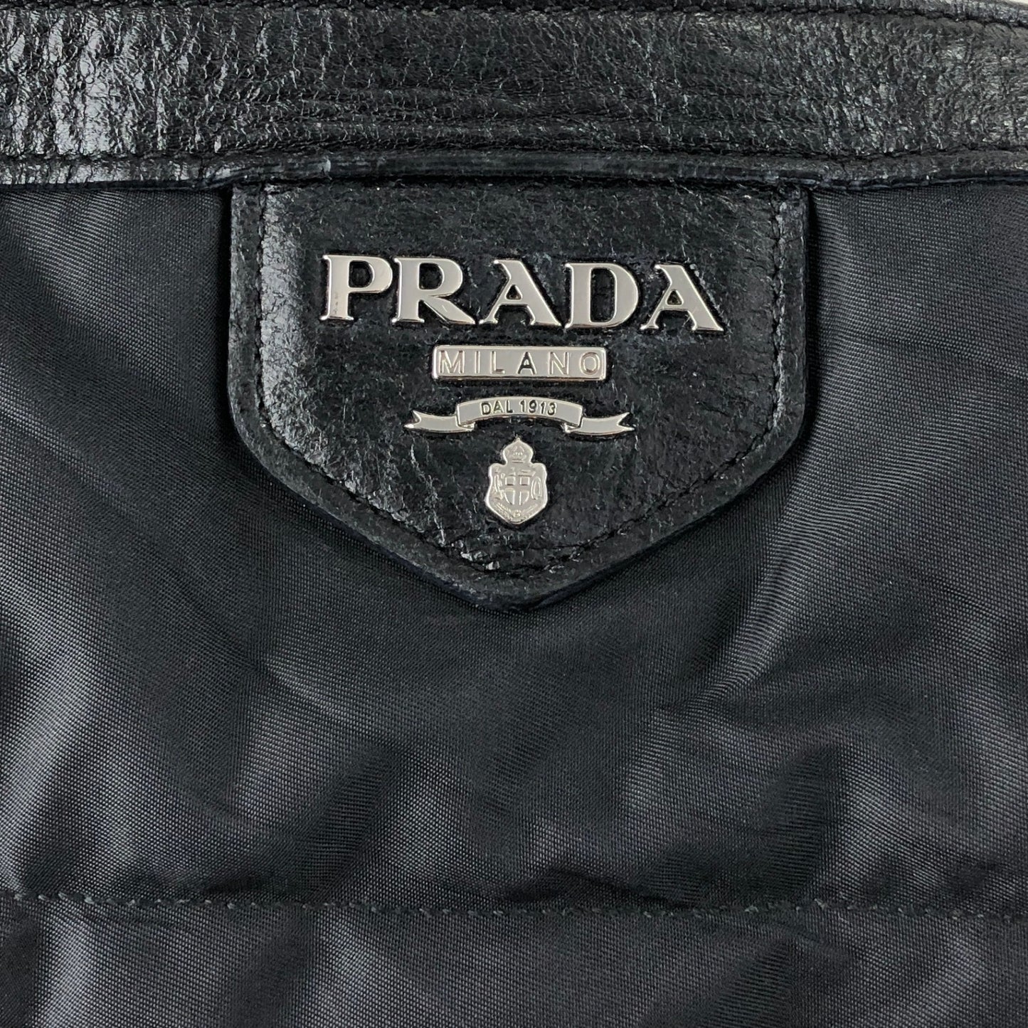 PRADA Logo Shoulder bag Totebag Black Vintage td4ahh