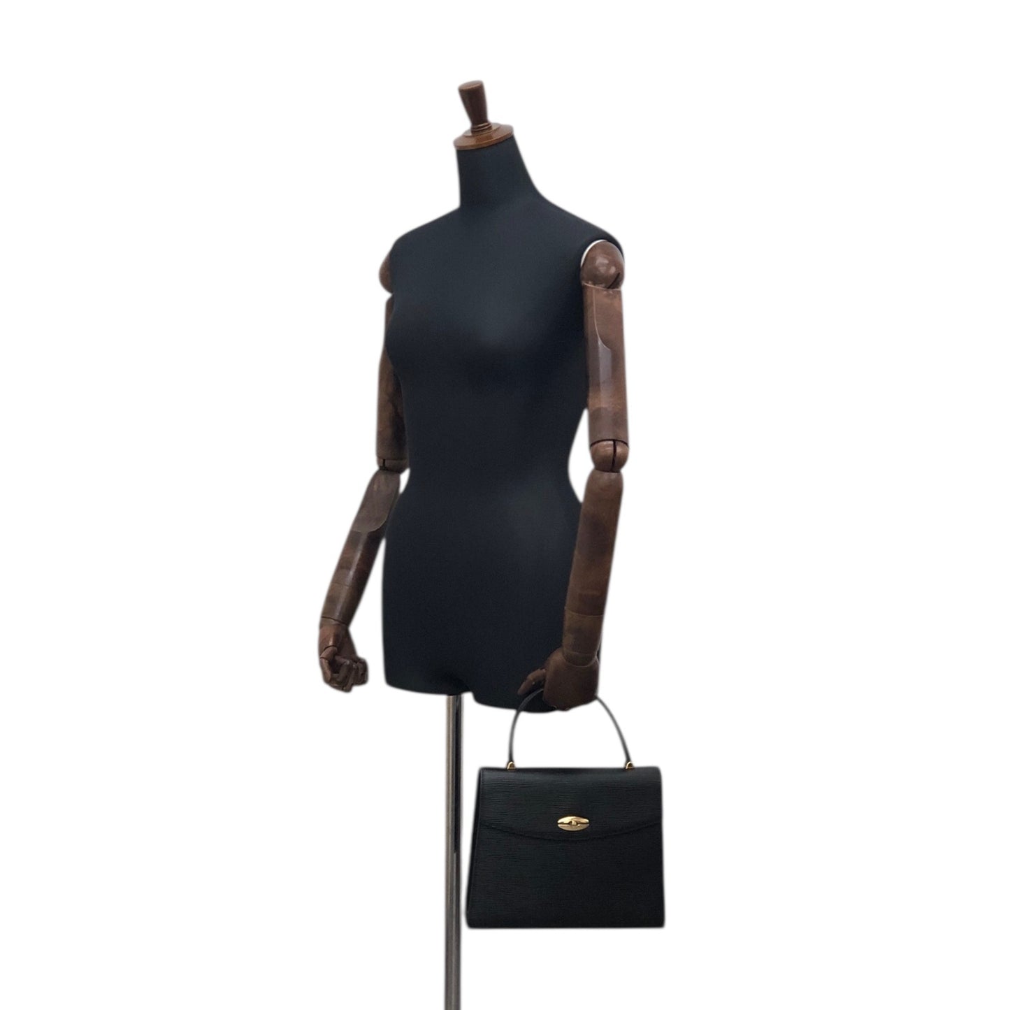 LOUIS VUITTON Epi Turn Lock Handbag Black Vintage 25r47v