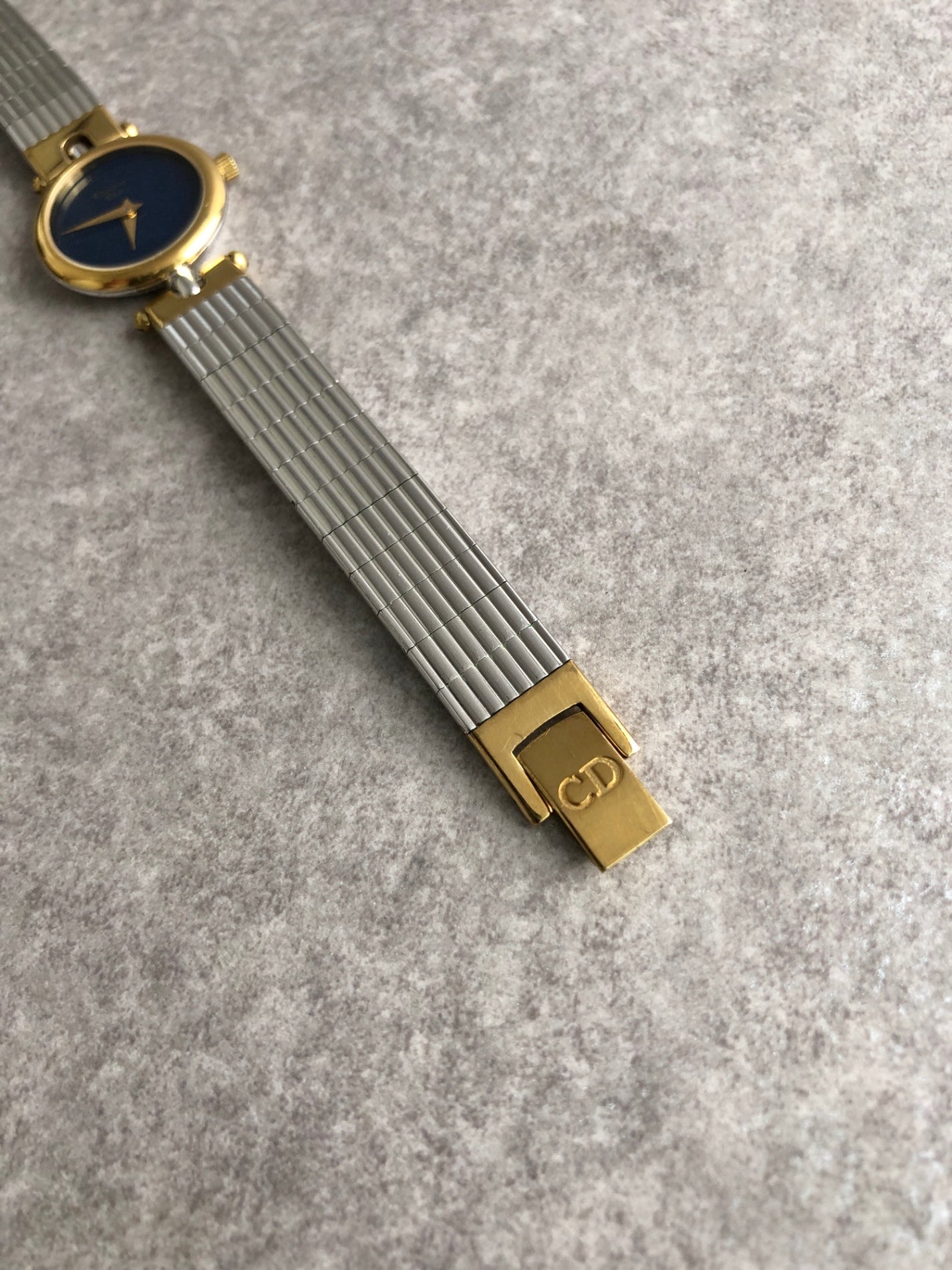 Christian Dior Logo Watch Silver×Gold 3025 Vintage fadvvc