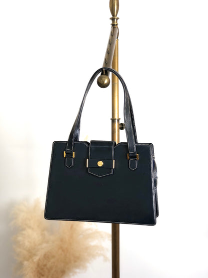 Christian Dior Logo Handbag Dark Navy Vintage undgi8