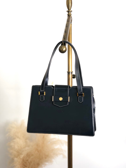 Christian Dior Logo Handbag Dark Navy Vintage undgi8