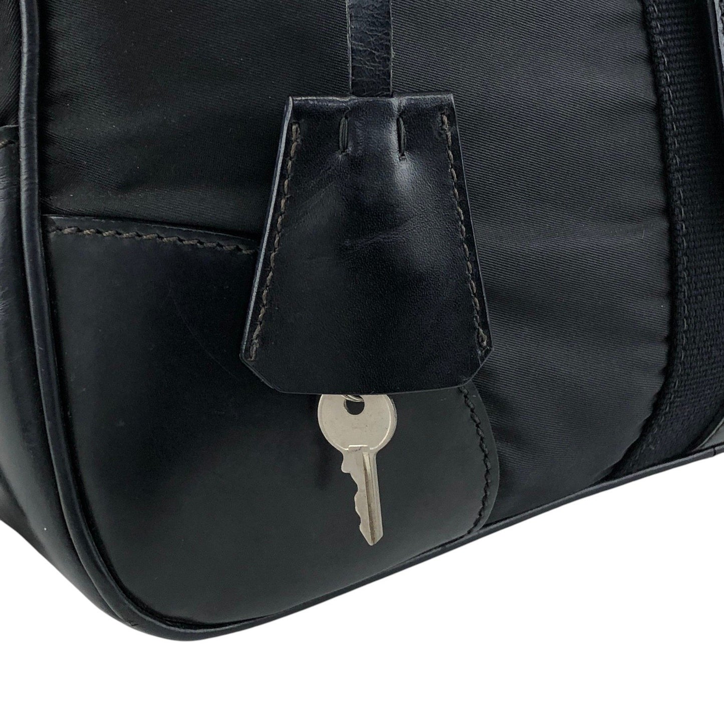 PRADA Tessuto Triangle Logo Small Boston bag Handbag Black Vintage vv4j5d