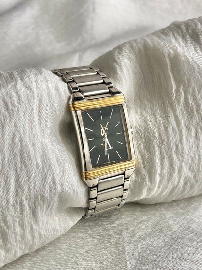 Yves Saint Laurent YSL Logo Watch Silver 5421-H04724Y Vintage 236tmu