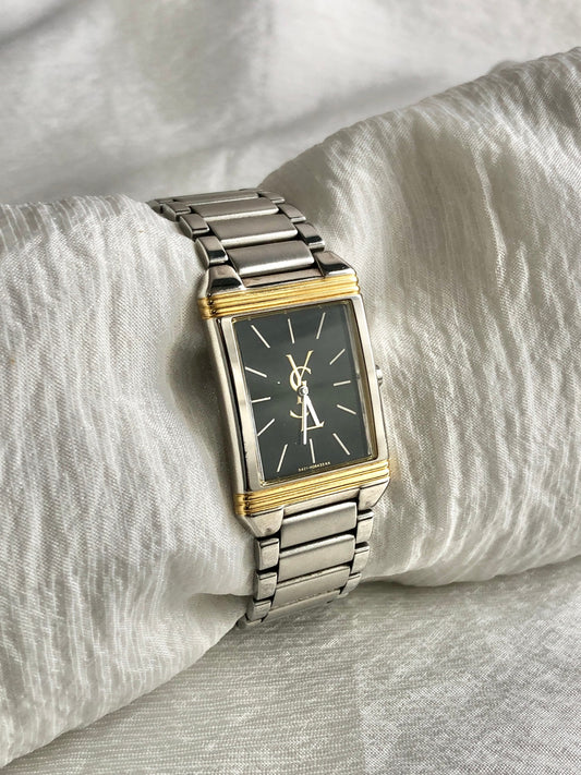 Yves Saint Laurent YSL Logo Watch Silver 5421-H04724Y Vintage 236tmu