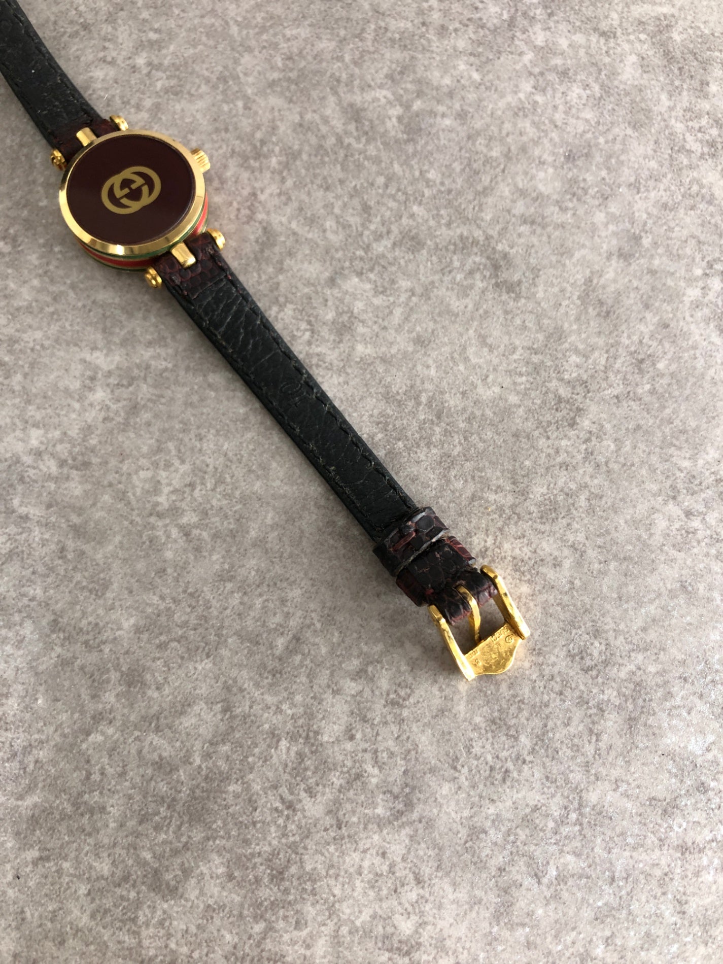 GUCCI Logo Watch Brown Vintage xpg7th