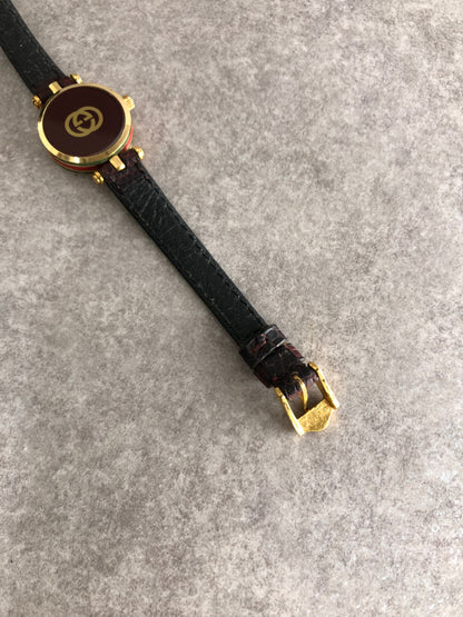 GUCCI Logo Watch Brown Vintage xpg7th