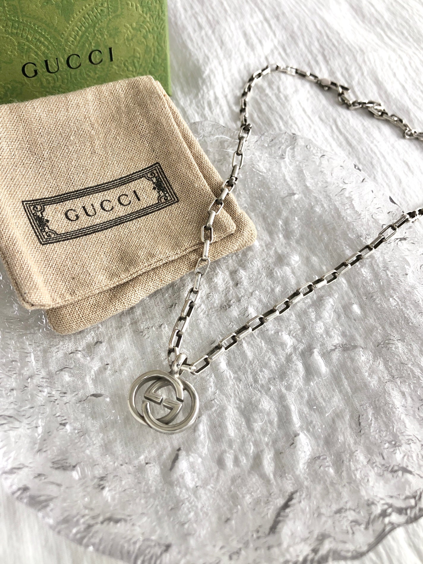GUCCI Interlocking SILVER925 Necklace Silver Vintage twg3nj