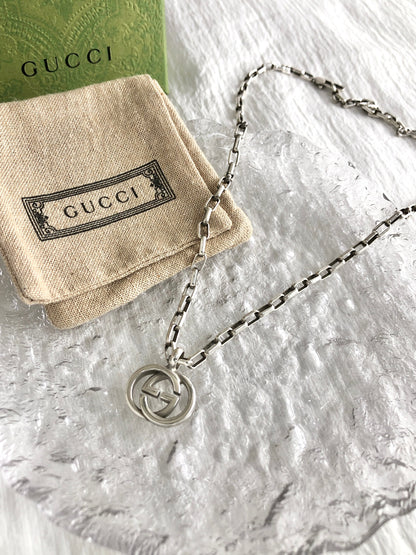 GUCCI Interlocking SILVER925 Necklace Silver Vintage twg3nj