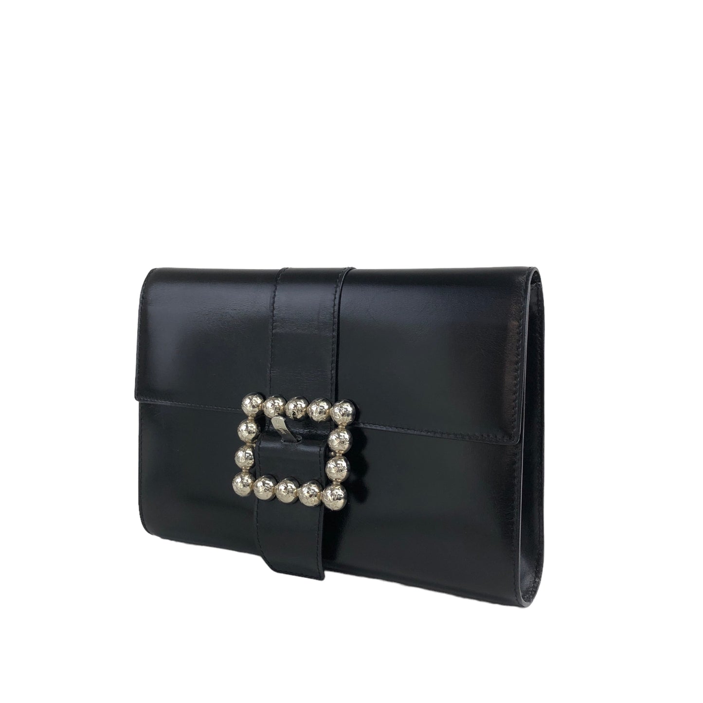 CELINE Starball Leather Clutch bag Black Vintage wcds3e