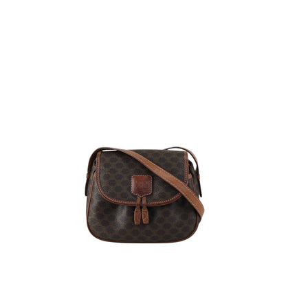CELINE Macadam Blason Tassel Shoulder bag Brown Vintage zfbk3f