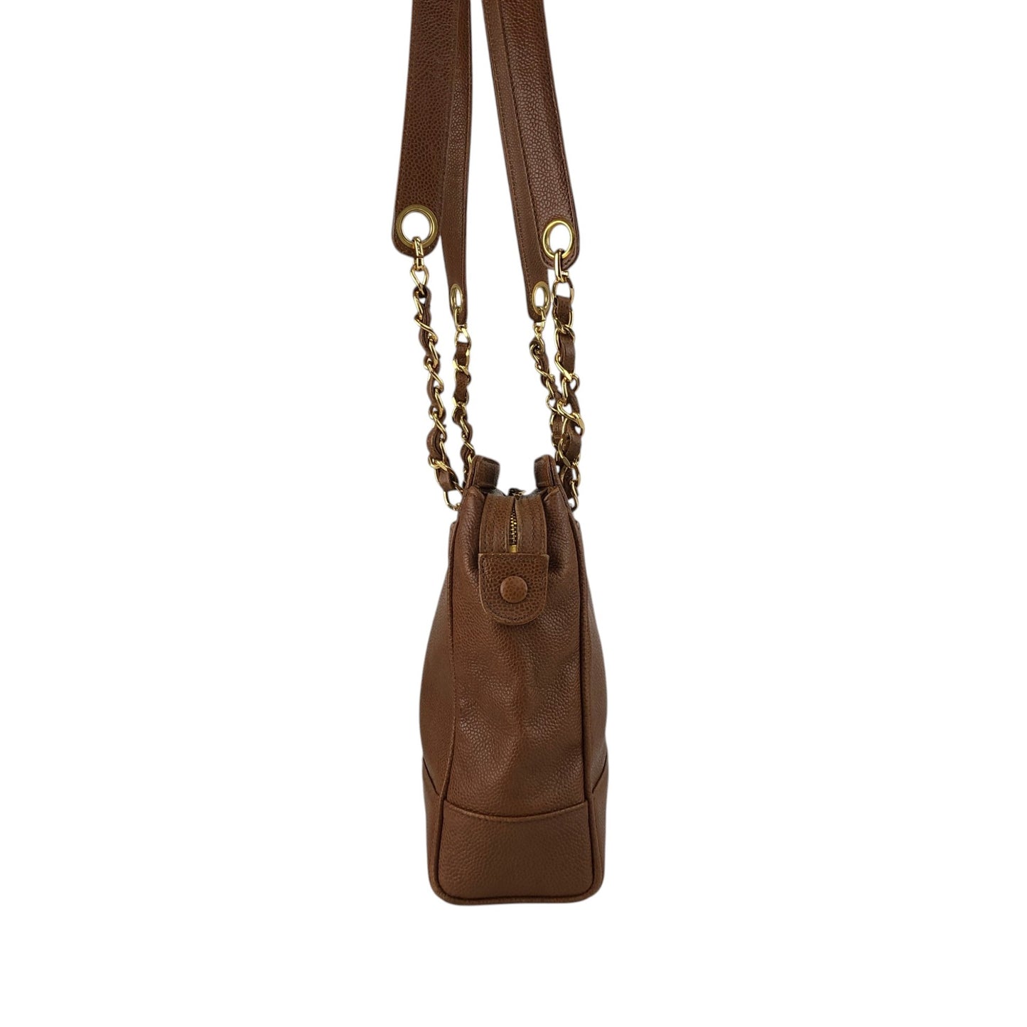 CHANEL Logo Shoulder bag Brown Vintage xufczz