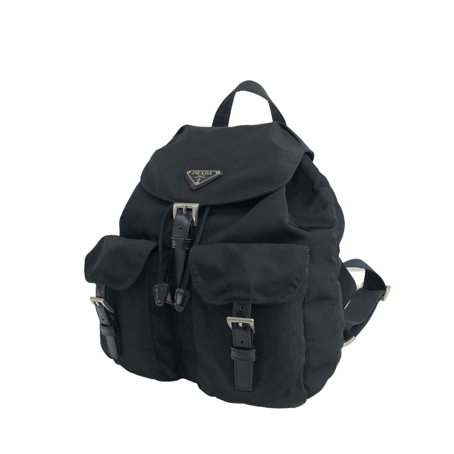 PRADA Triangle Logo Backpack Black Vintage wedjpt