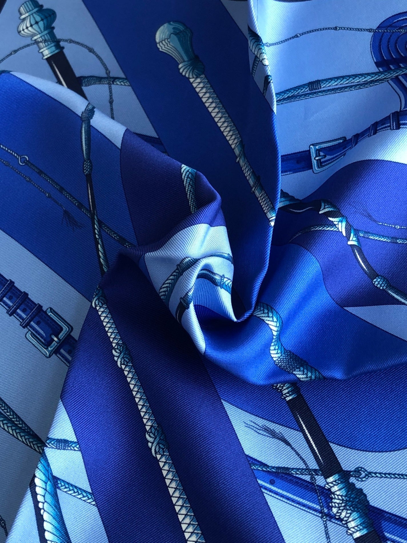 HERMES Silk Scarf Blue Vintage ftk4ph