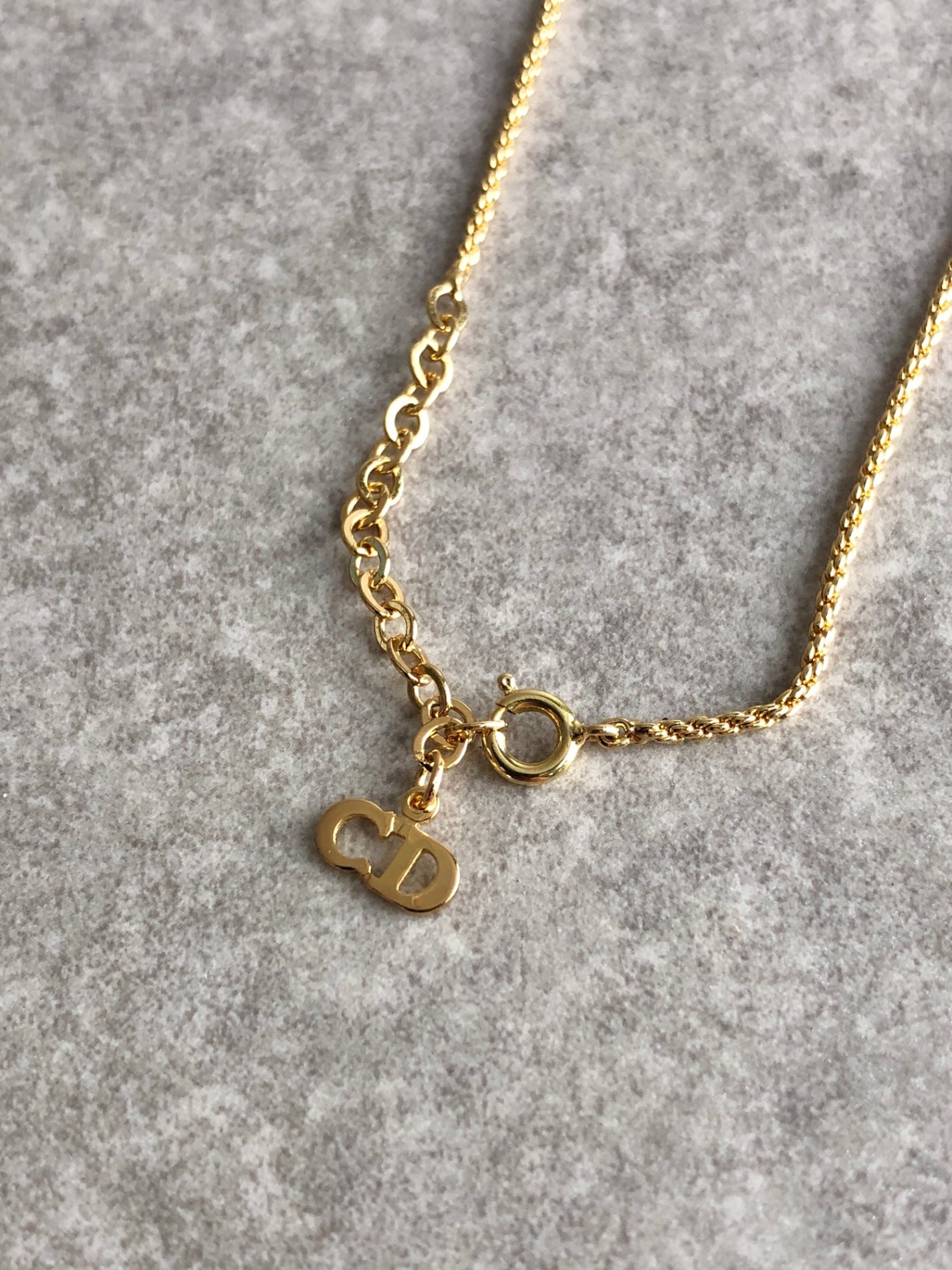 Christian Dior CD Logo Motif Necklace Gold Vintage zifcph