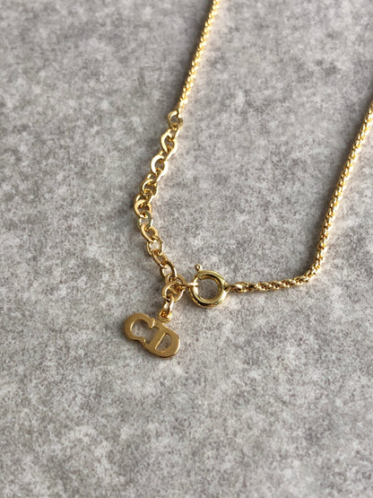 Christian Dior CD Logo Motif Necklace Gold Vintage zifcph