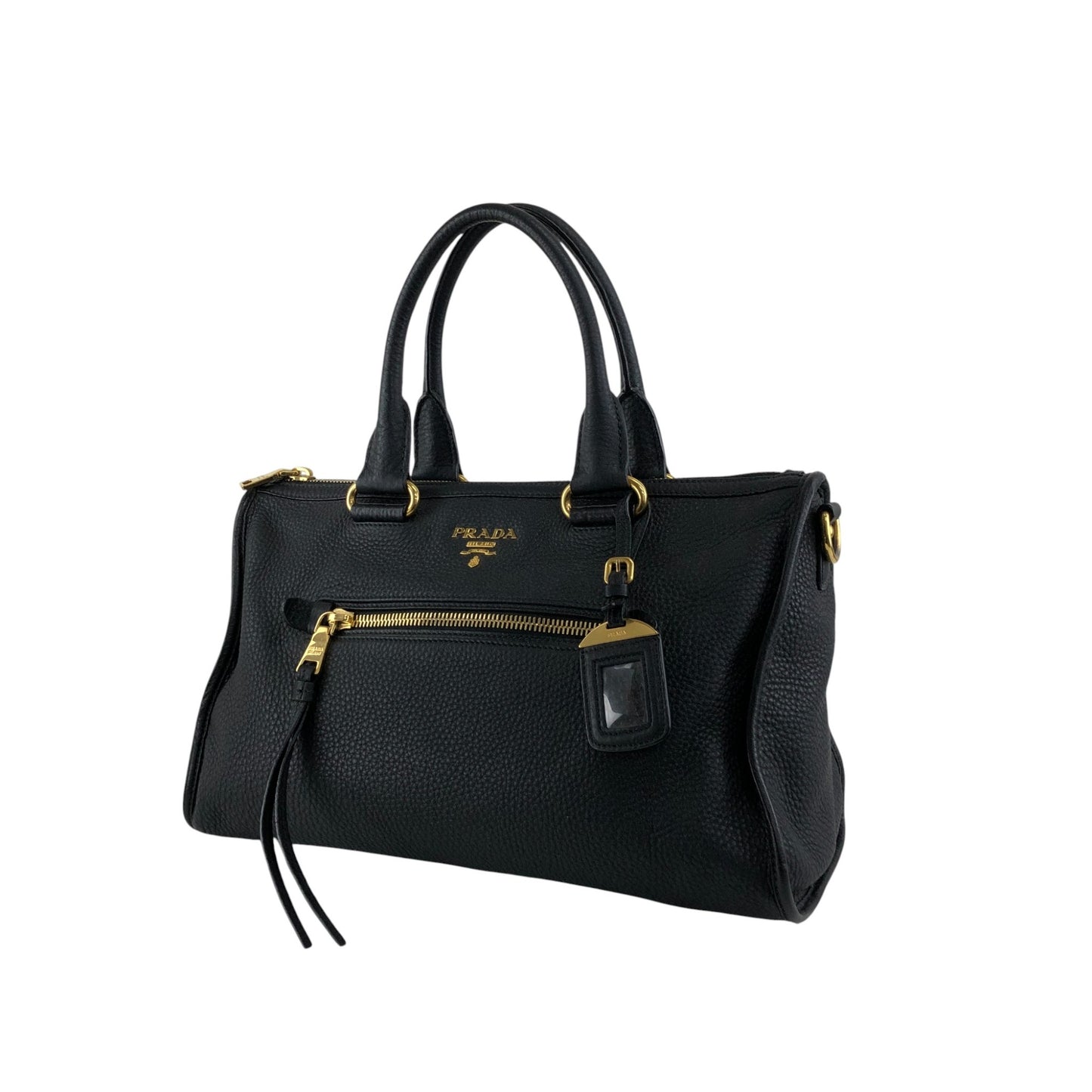 PRADA Logo Two-way Handbag Shoulder bag Black Vintage bwhz6p