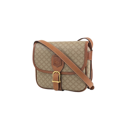 CELINE Macadam Front Buckle  Shoulder bag Beige Vintage nnbcwv