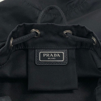 PRADA Tessuto Triangle Logo Drawstring Small Handbag Black Vintage dr5b28