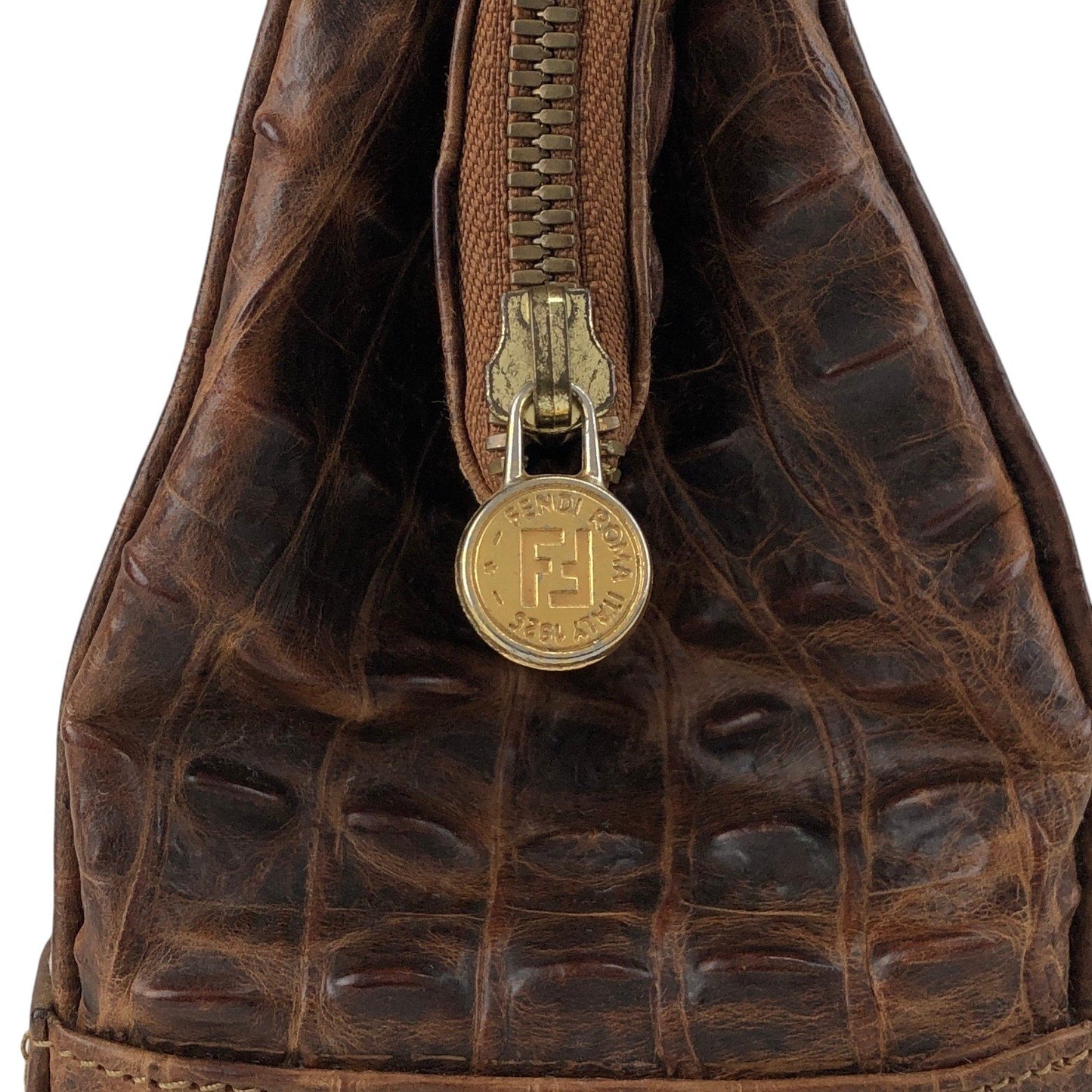 FENDI Logo Two-way Handbag Shoulder bag Beige Vintage apxrfn