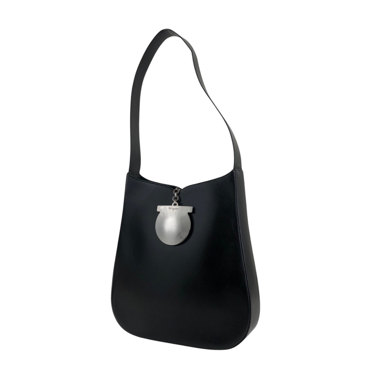 Salvatore Ferragamo Gancini Shoulder bag Hobobag Black Vintage ph7xes