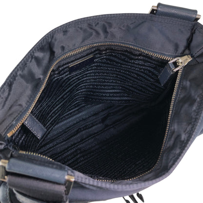 PRADA Logo Front Buckle Shoulder bag Navy Vintage eiigp4