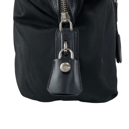 PRADA Tessuto Triangle Logo Small Boston bag Handbag Black Vintage pde7em