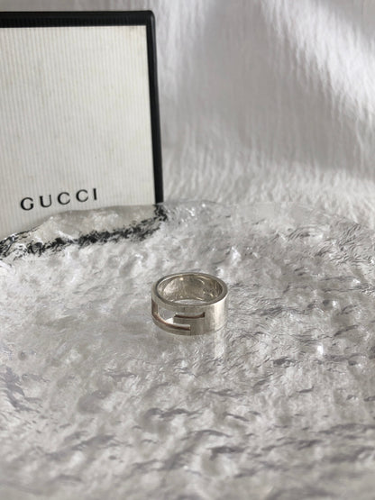 GUCCI G Motif SILVER925 Ring Silver Vintage 6wsydd
