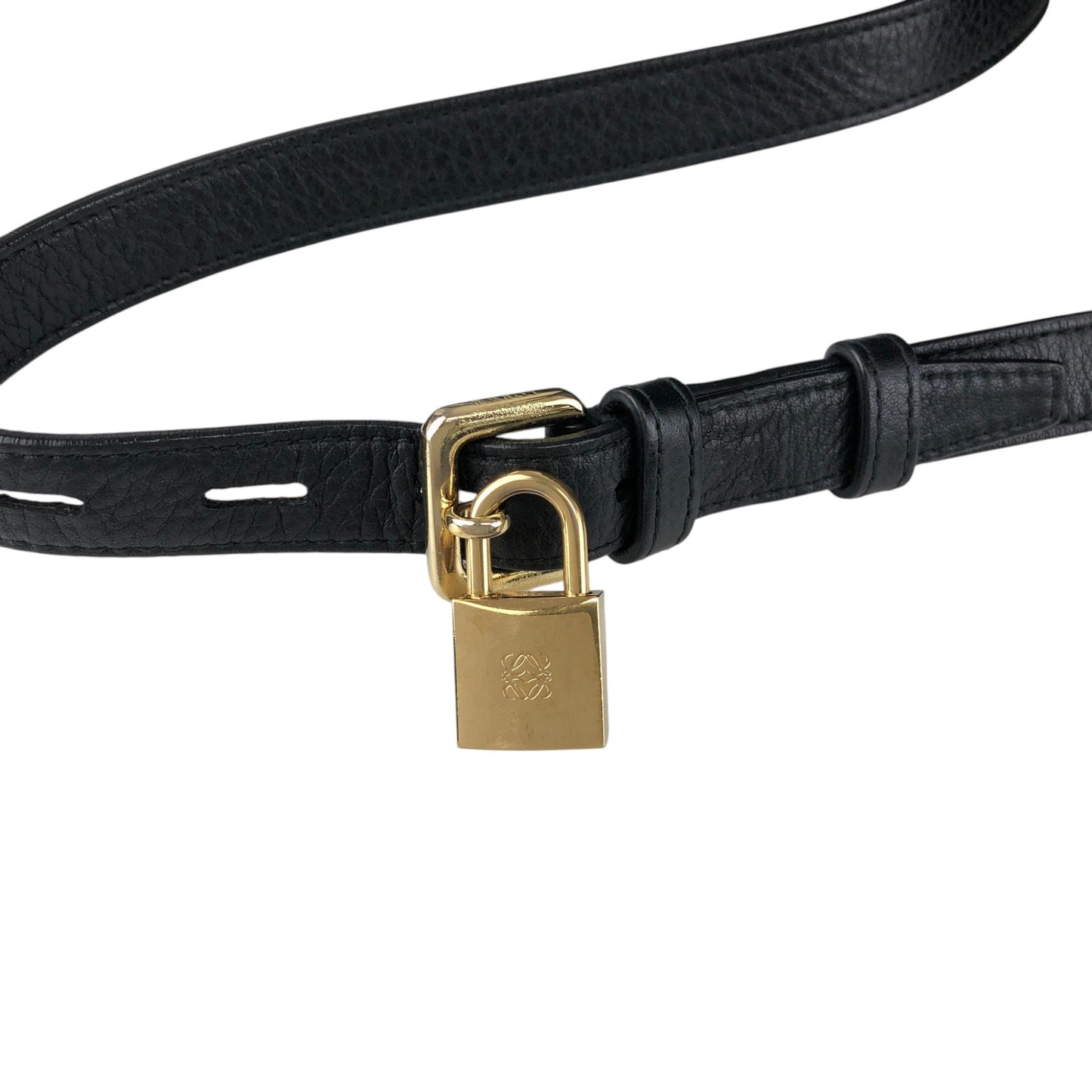 LOEWE Logo Embossed Two-way Handbag Shoulder bag Black Vintage m3sbja