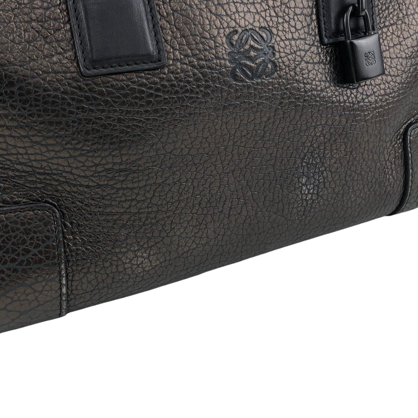 LOEWE Amazona Anagram Small Boston bag Handbag Metallic Black Vintage zmwhrn