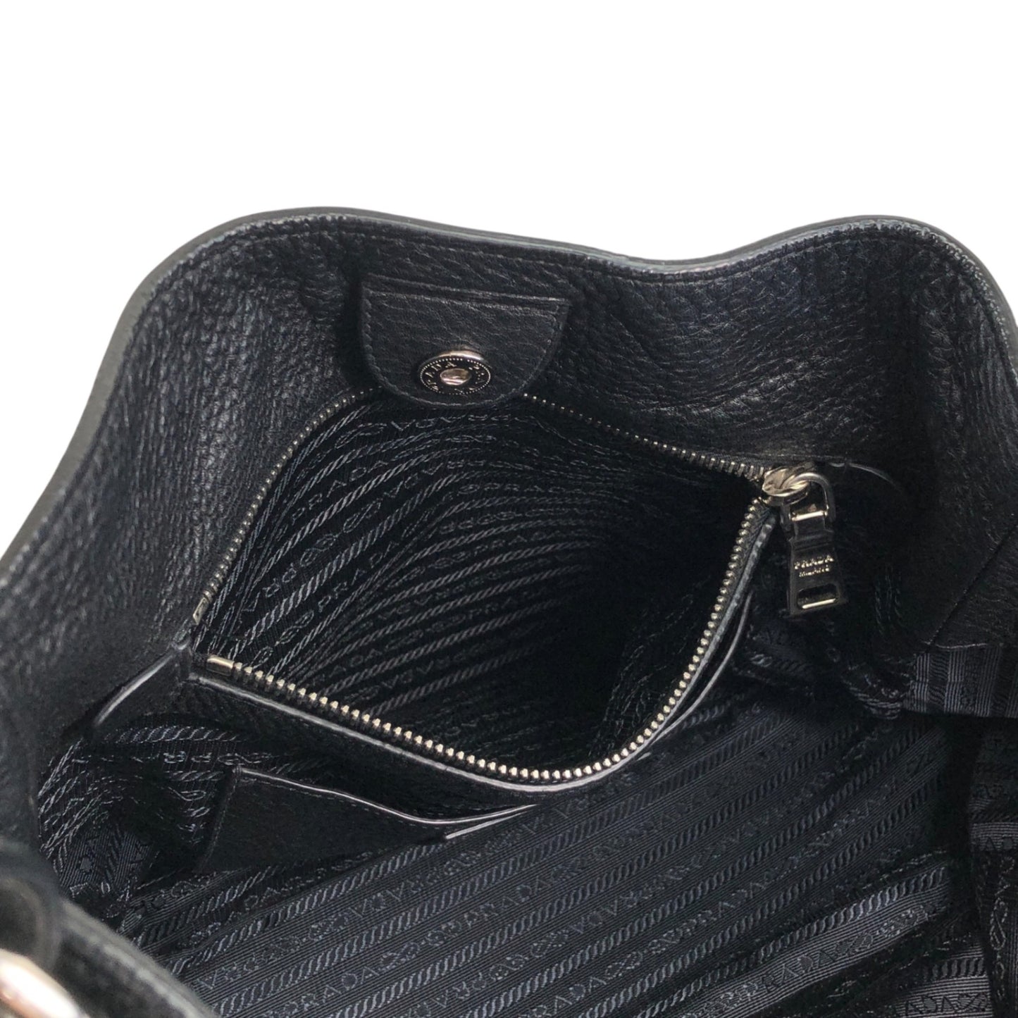 PRADA Triangle Logo Side Pocket Shoulder bag Black Vintage wr45fx