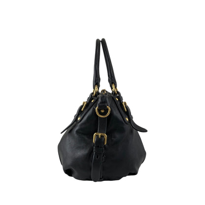 PRADA Logo Handbag Black Vintage jkn44z