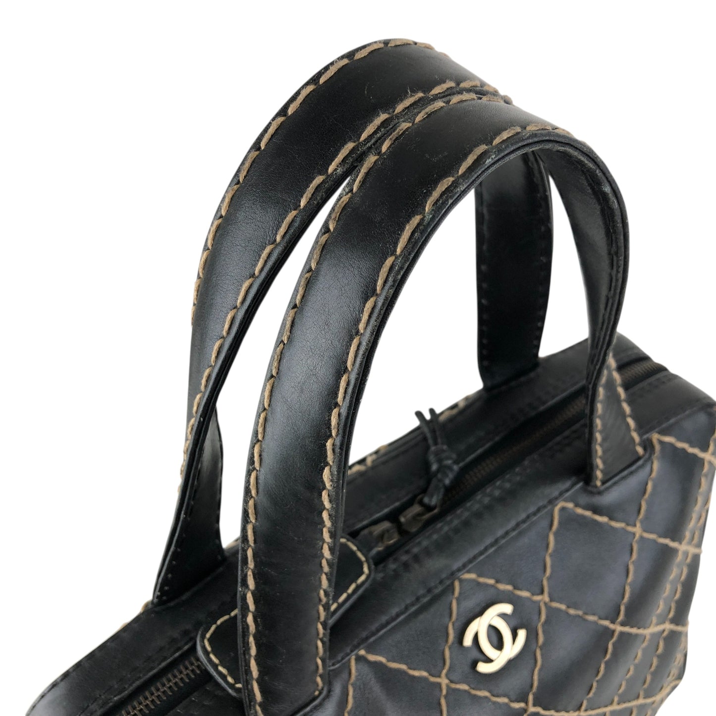 CHANEL Coco Mark Wild Stitch Totebag Black Vintage hvn8p8
