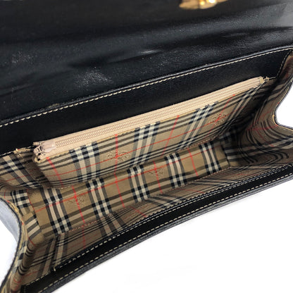 BURBERRY Logo Motif Leather Two-way Top Handle Handbag Shoulder bag Black Vintage mxbnib