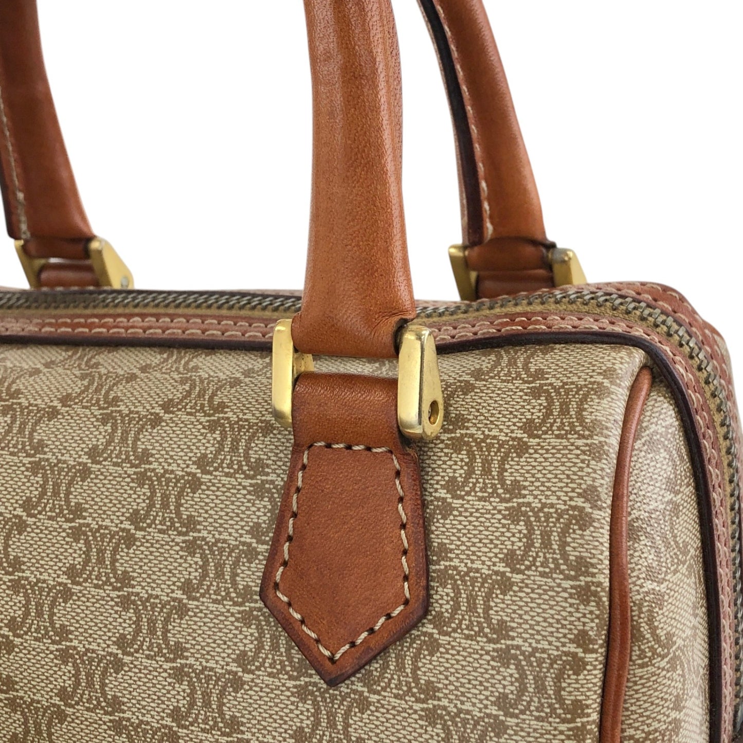 CELINE Macadam Two-way Handbag Shoulder bag Beige Vintage vwi2wp