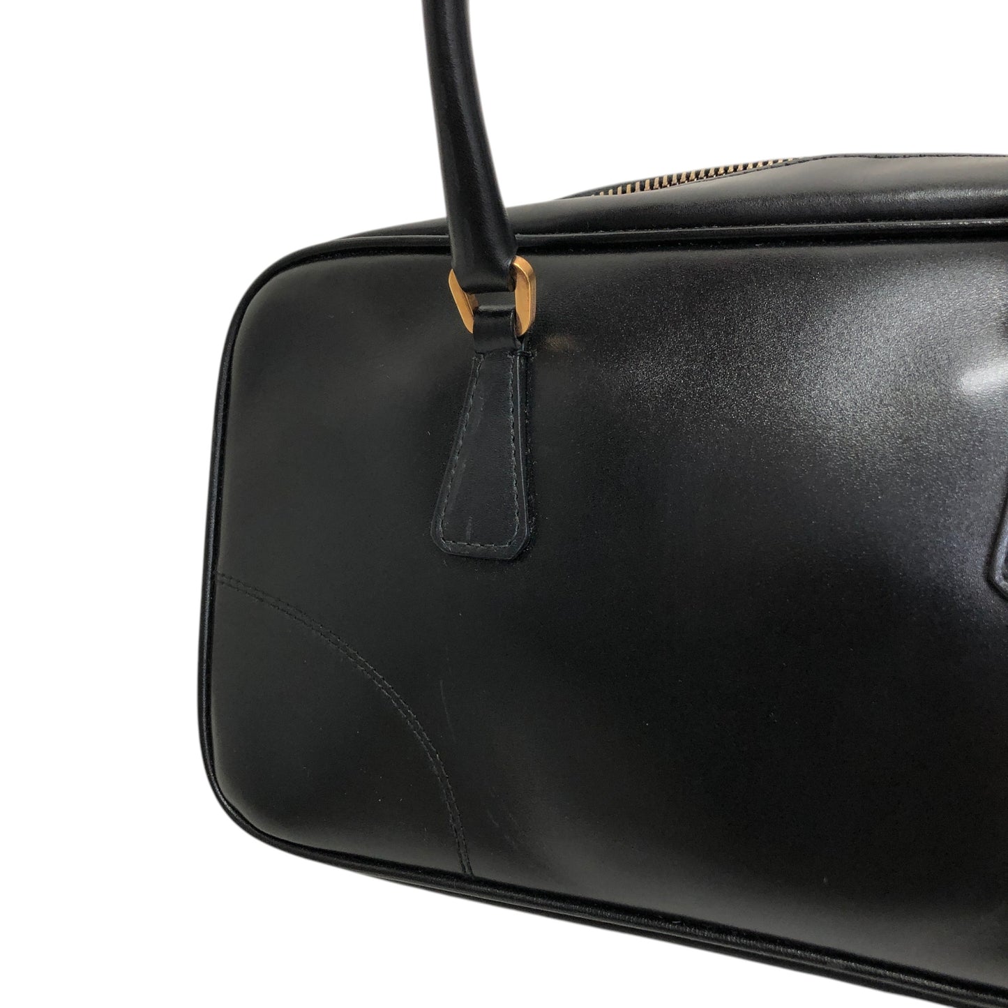 PRADA Triangle Logo Small Boston bag Handbag Black Vintage b7mxwa