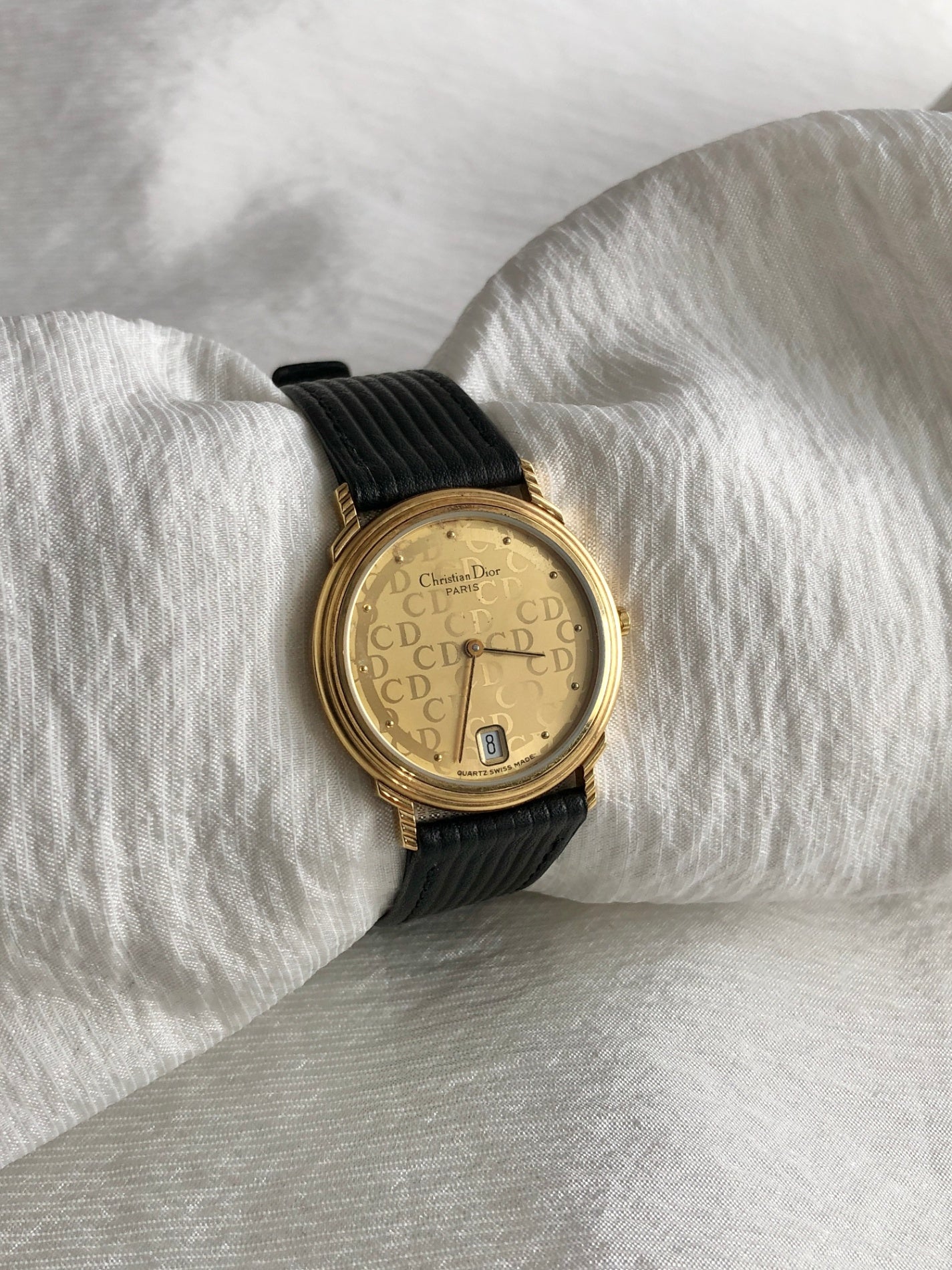 Christian Dior  CD Logo   Watch Gold×Black Vintage 2y2w4k