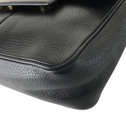 CELINE Logo Embossed Shoulder bag Black Vintage 66np7h